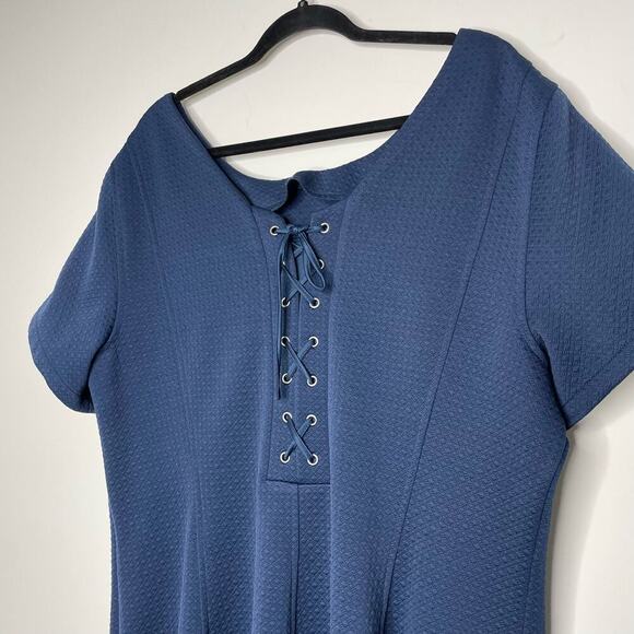 Lane Bryant Navy Blue Quilted Texture Midi Dress 22 - Picture 3 of 8